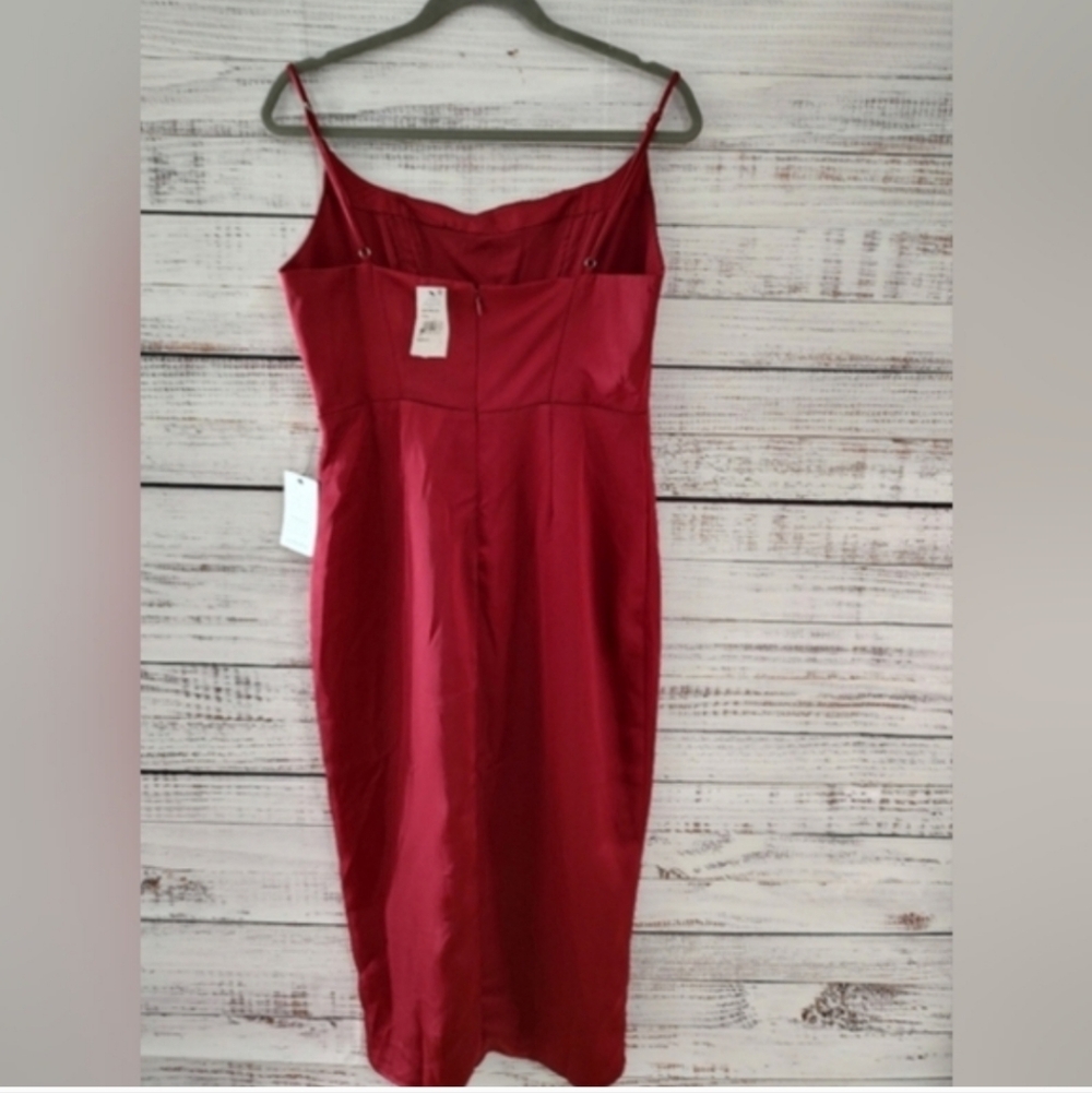 ASTR The Label Red Satin Midi Dress Small NWT - Picture 2 of 10